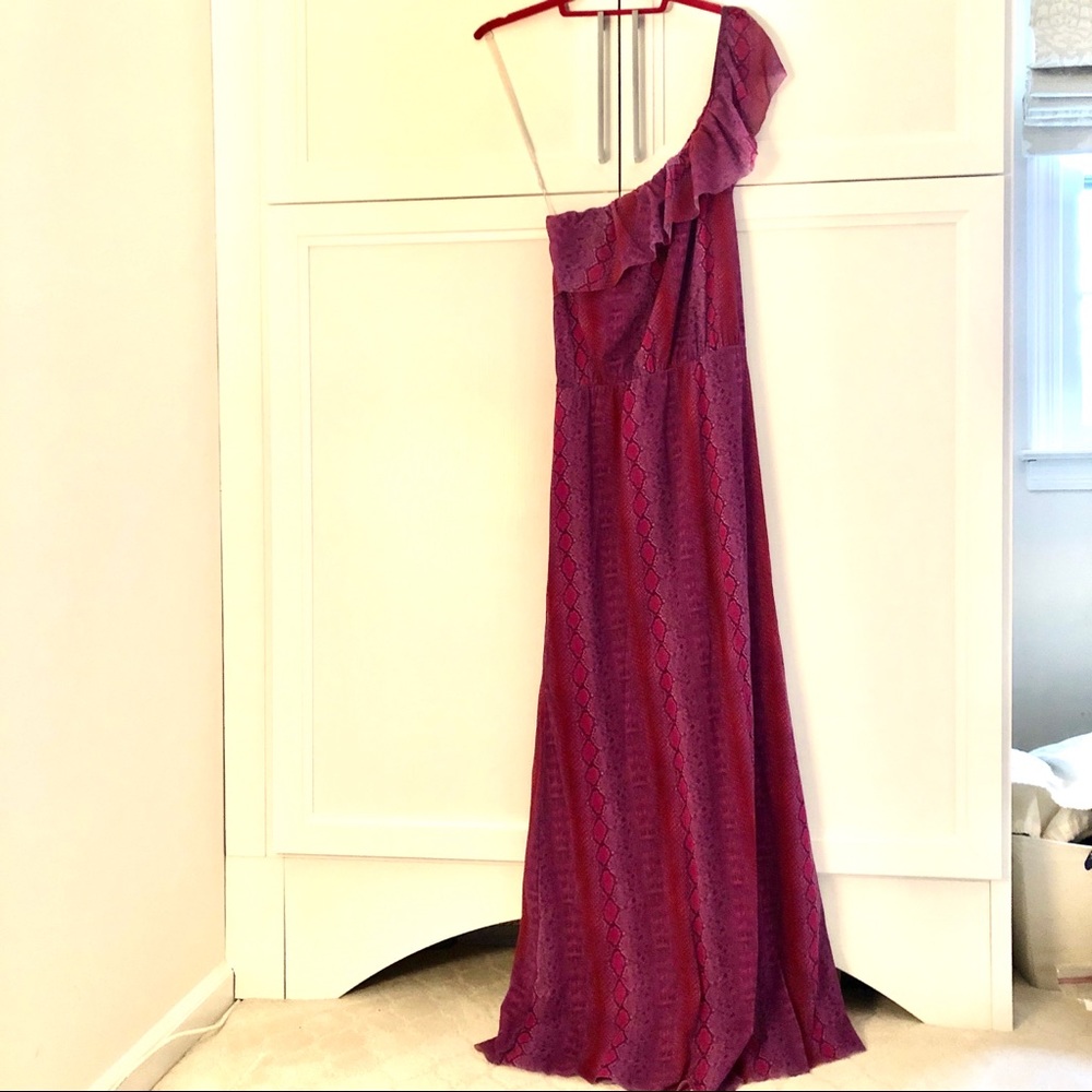 Sweet Pea one Shoulder Python Maxi Dress, size M